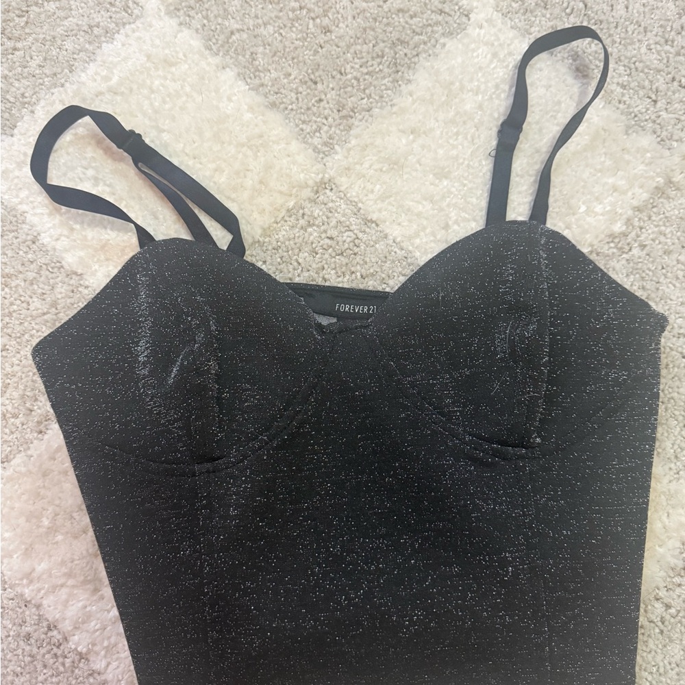 Forever 21 Black Sparkle Bustier Tank Top